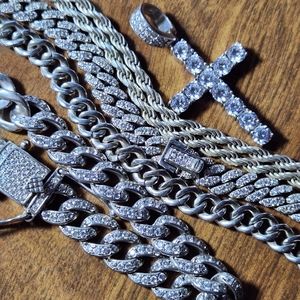 Lot of sterling silver jewelry 2 Necklaces bracelet, cross charm